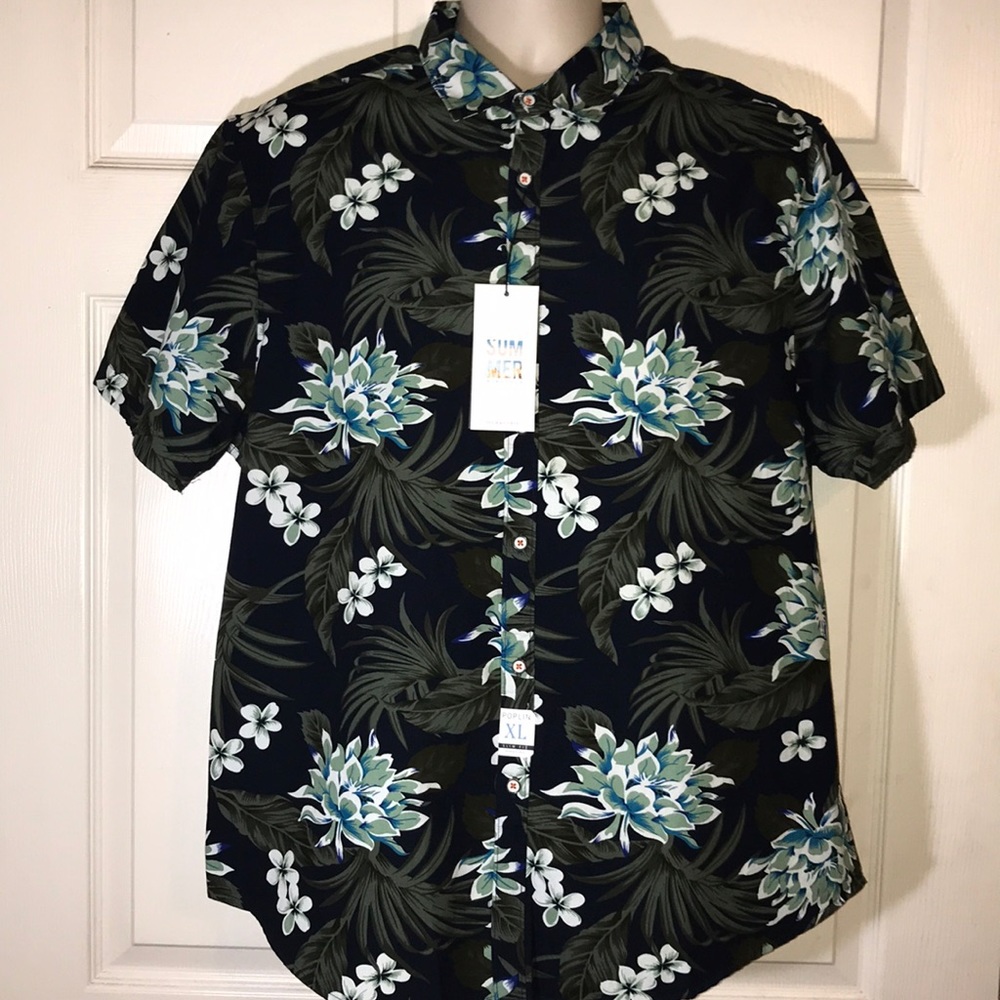 NWT Denim & flower xl slim fit Hawaiian shirt